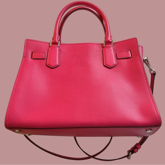 MICHAEL KORS Solid Fuchsia Pink Medium Size Handbag w/ shoulder straps, EUC. - Picture 3 of 11